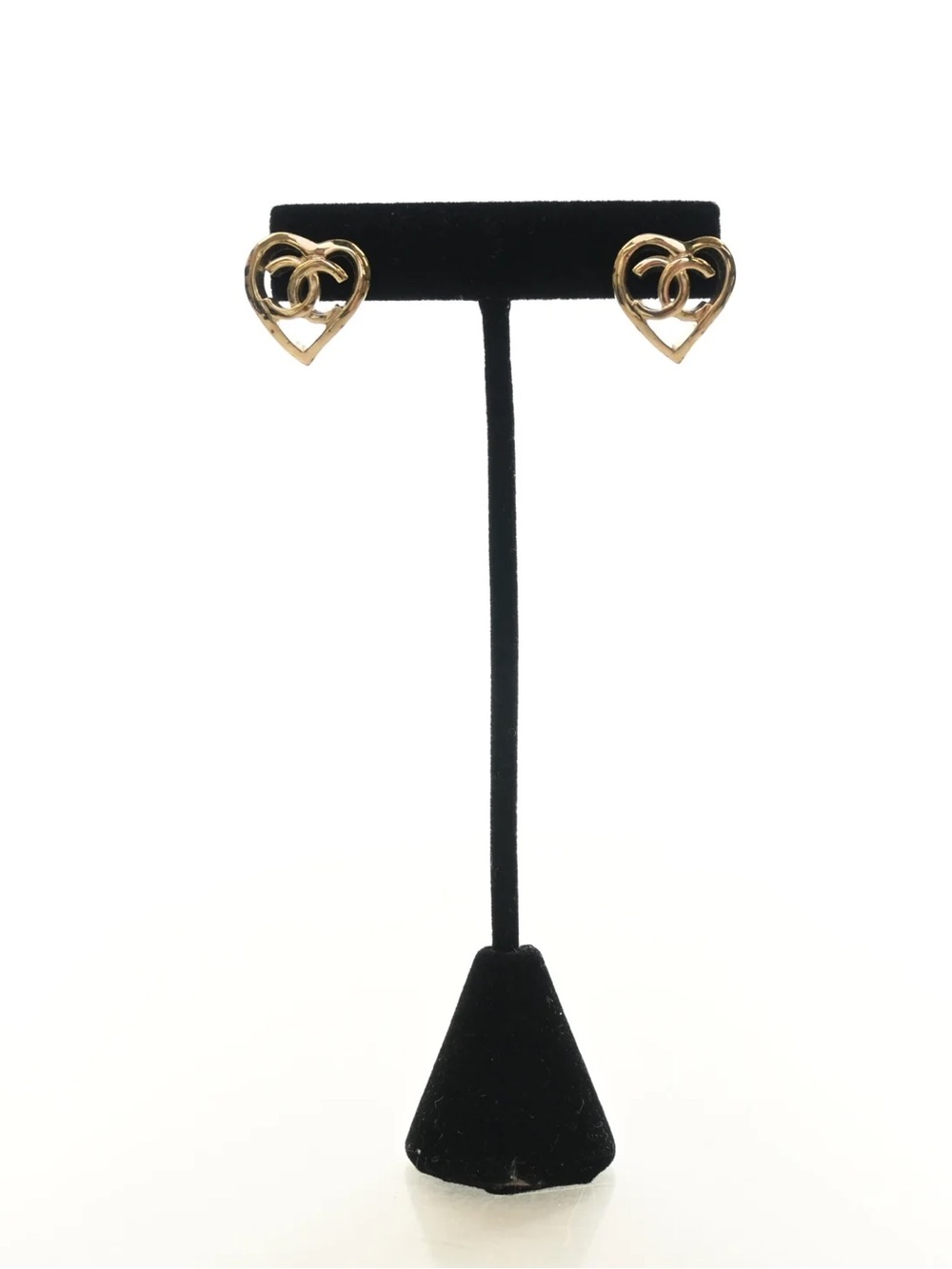 CHANEL HEART CC STUD EARRINGS